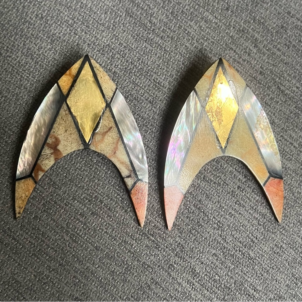 Star Trek inspired Vintage unique mother of Pearl clip on earrings